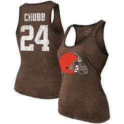 Brand new 😉 Women's Majestic Threads Nick Chubb Heathered Brown Cleveland Browns Name & Number Tri-Blend Tank Top ❤️