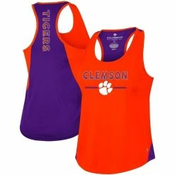 Hot Sale 👍 Women's Colosseum Orange Clemson Tigers Sachs 2-Hit Scoop Neck Racerback Tank Top 😀