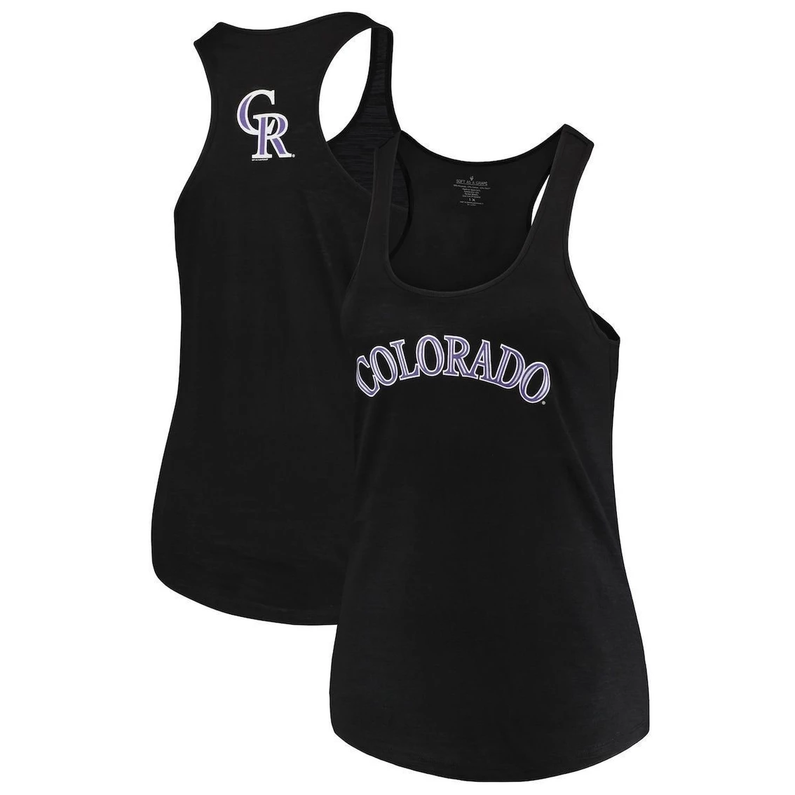 Outlet β Women's Soft As A Grape Black Colorado Rockies Plus Size Swing For The Fences Racerback Tank Top π