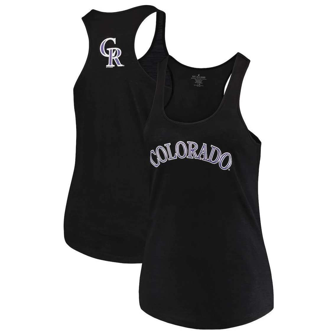 Outlet β Women's Soft As A Grape Black Colorado Rockies Plus Size Swing For The Fences Racerback Tank Top π - Image 2