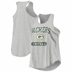 Promo 🛒 Profile 👩 Women's Green Bay Packers Heathered Gray Plus Size Team Racerback Tank Top 👍