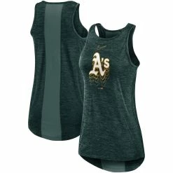 Outlet π Women's Nike Green Oakland Athletics Logo Fade High Neck Performance Tank Top π