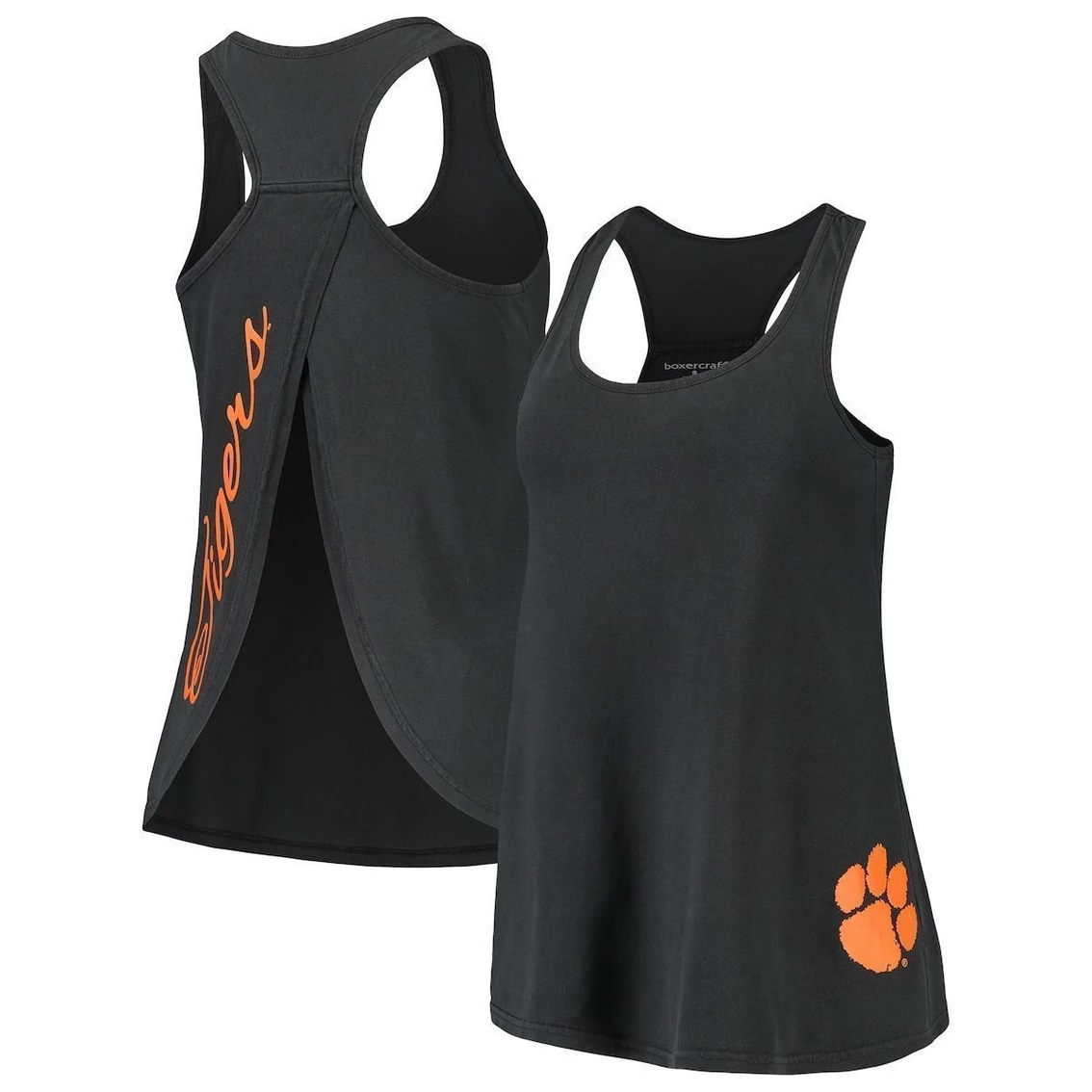 Promo π Boxercraft π© Women's Black Clemson Tigers Vintage Charm Open Back Tank Top π