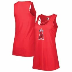 Outlet π Women's New Era Red Los Angeles Angels Front Strap Tank Top β