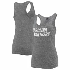 Wholesale π Women's 5th & Ocean By New Era Heathered Gray Carolina Panthers Tri-Blend Racerback Tank Top π