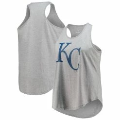 Budget 🌟 Profile 👩 Women's Heather Gray Kansas City Royals Plus Size Racerback Scoop Neck Tank Top 🎉