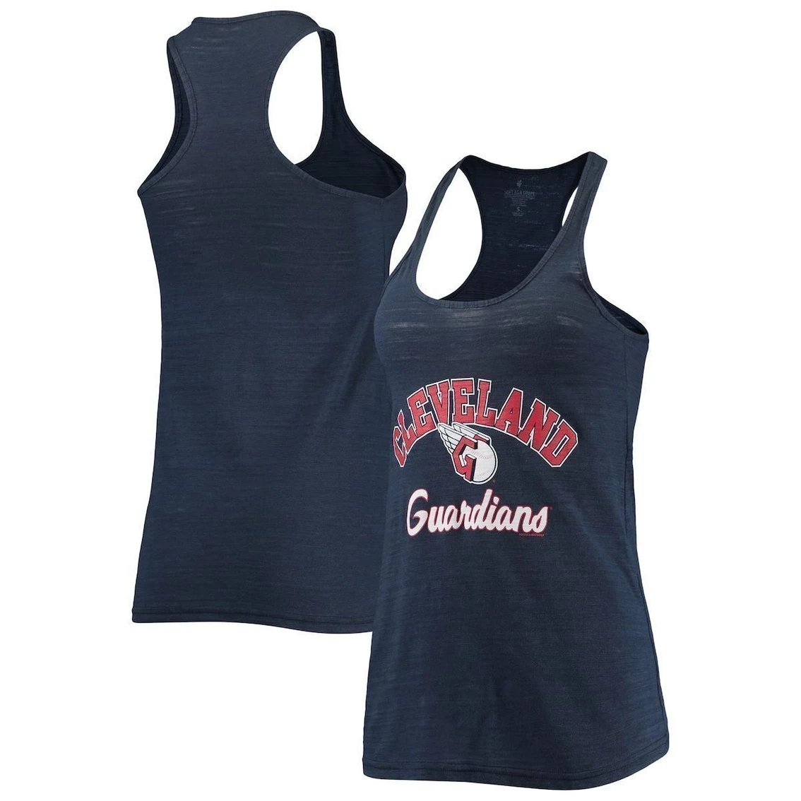Best Sale β Women's Soft As A Grape Navy Cleveland Guardians Multicount Racerback Slub Scoop Neck Tri-Blend Tank Top π