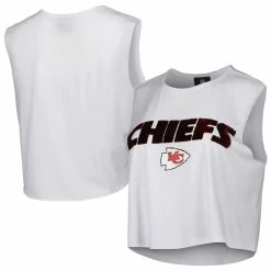 New ⌛ Women's Cuce White Kansas City Chiefs Sequin Cropped Tank Top 👍