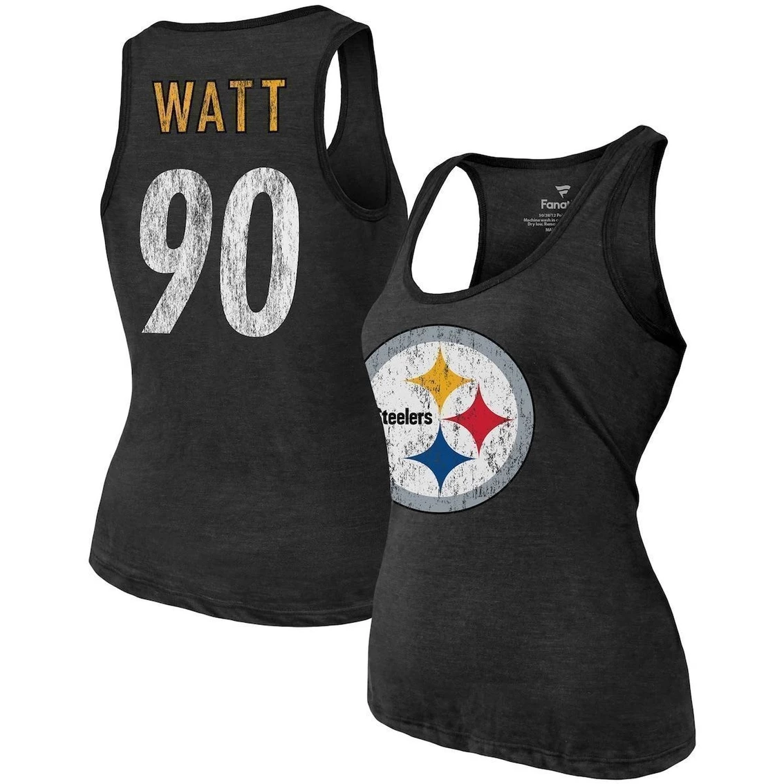 Budget β¨ Women's Majestic Threads T.J. Watt Heathered Black Pittsburgh Steelers Name & Number Tri-Blend Tank Top π