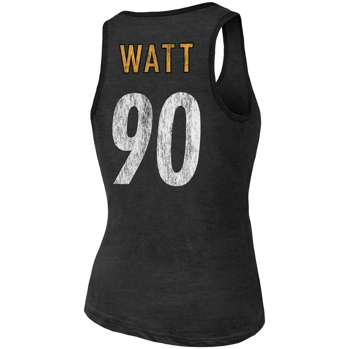 Budget β¨ Women's Majestic Threads T.J. Watt Heathered Black Pittsburgh Steelers Name & Number Tri-Blend Tank Top π - Image 4