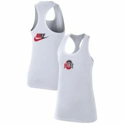 Hot Sale 😍 Women's Nike White Ohio State Buckeyes Racerback 2-Hit Tank Top 🛒