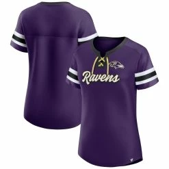 Discount 🌟 Women's Fanatics Branded Purple Baltimore Ravens Plus Size Original State Lace-Up T-Shirt 👍