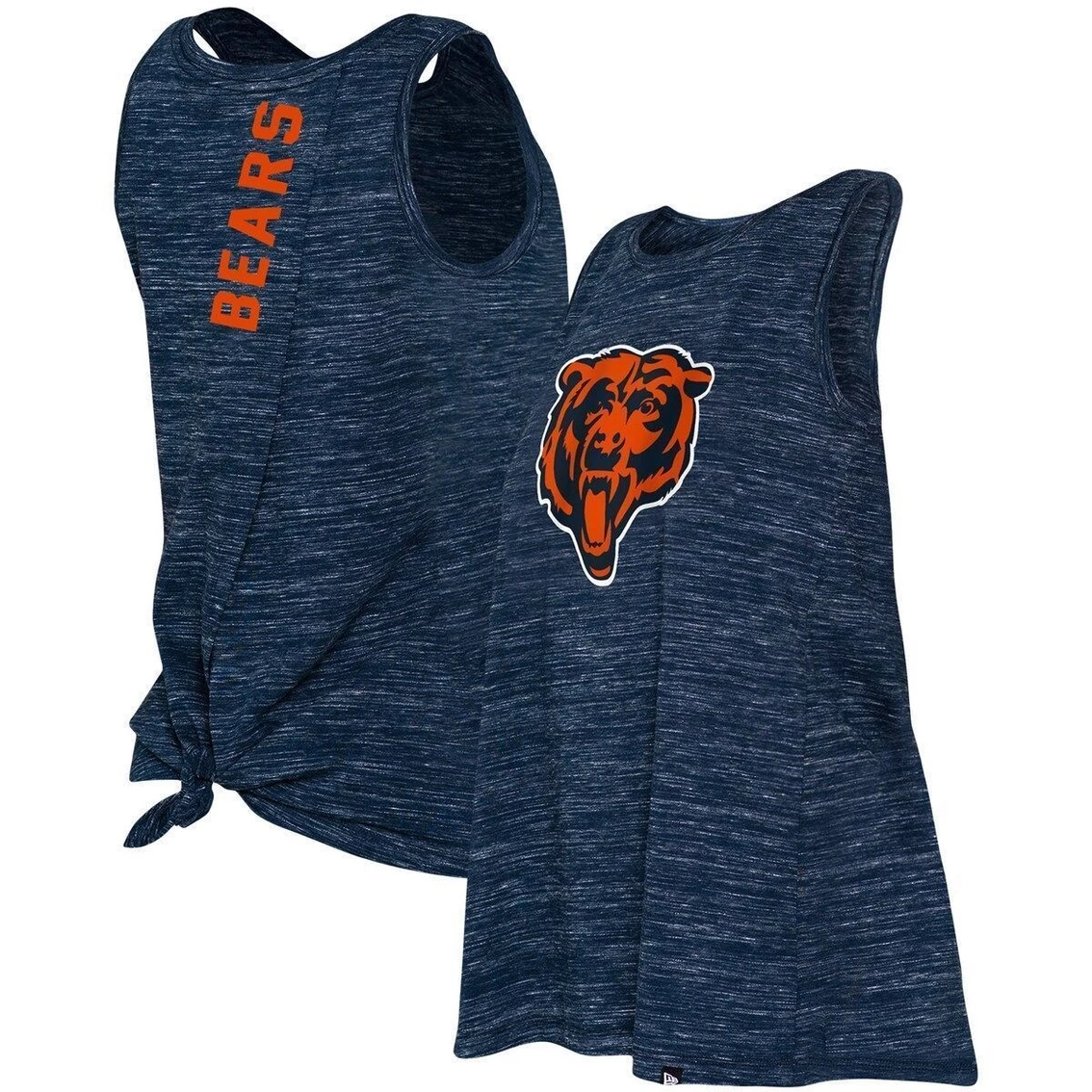Hot Sale ✔️ Women's New Era Chicago Bears Navy Reverse Space-Dye Back-Knot Tank Top ❤️