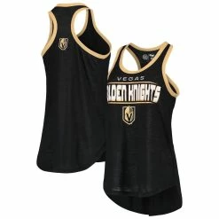 Hot Sale 🔥 Women's G-III Sports By Carl Banks Black Vegas Golden Knights Showdown Slub Racerback Tank Top ⌛
