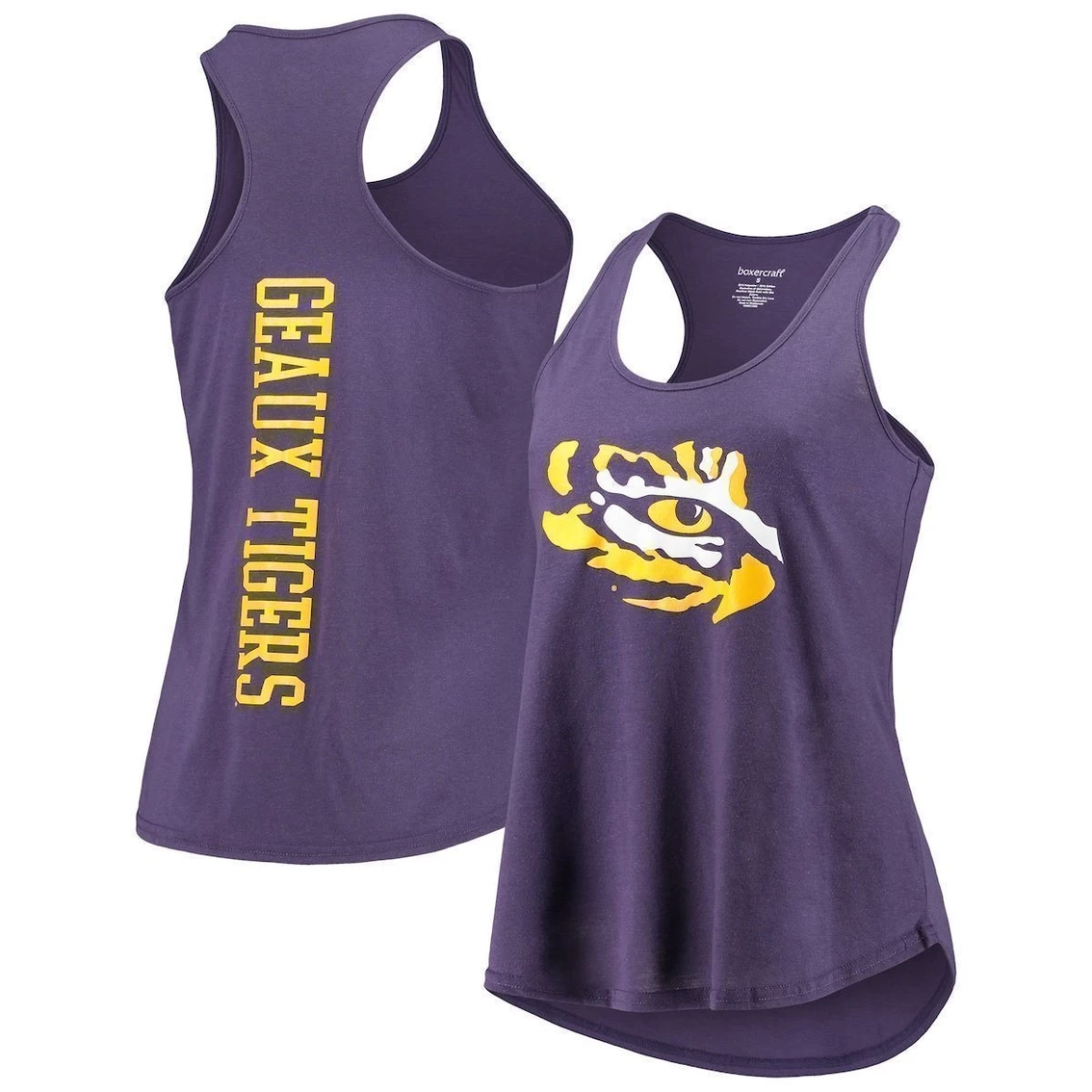 New βοΈ Boxercraft π© Women's Purple LSU Tigers Essential 2-Hit Racerback Tank Top π - Image 2