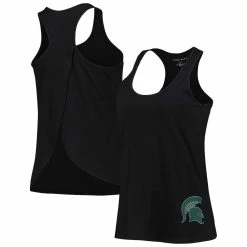 Deals ✔️ Boxercraft 👩 Women's Black Michigan State Spartans Charm 2.0 Scoop Neck Open Back Racerback Tank Top 🎁