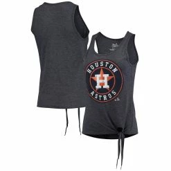 Hot Sale 🌟 Women's Majestic Threads Navy Houston Astros Scoop Neck Racerback Side Tie Tri-Blend Tank Top ⌛