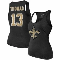 Brand new 🎁 Majestic Threads 👩 Women's Fanatics Branded Heathered Black New Orleans Saints Name & Number Tri-Blend Tank Top ✔️