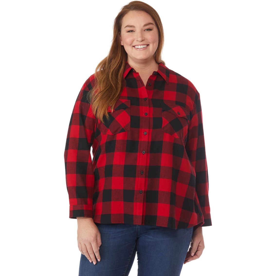 Top 10 π JW Plus Size Buffalo Plaid Woven Top π