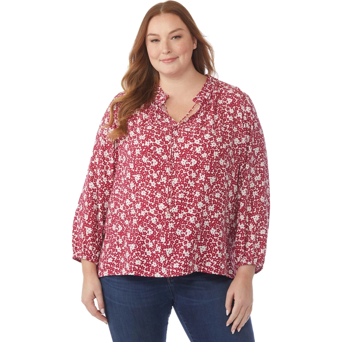 New π Tommy Hilfiger Plus Size Floral Print Peasant Top π