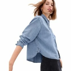 Coupon ✔️ Gap Cropped Denim 👚 Shirt 🎉
