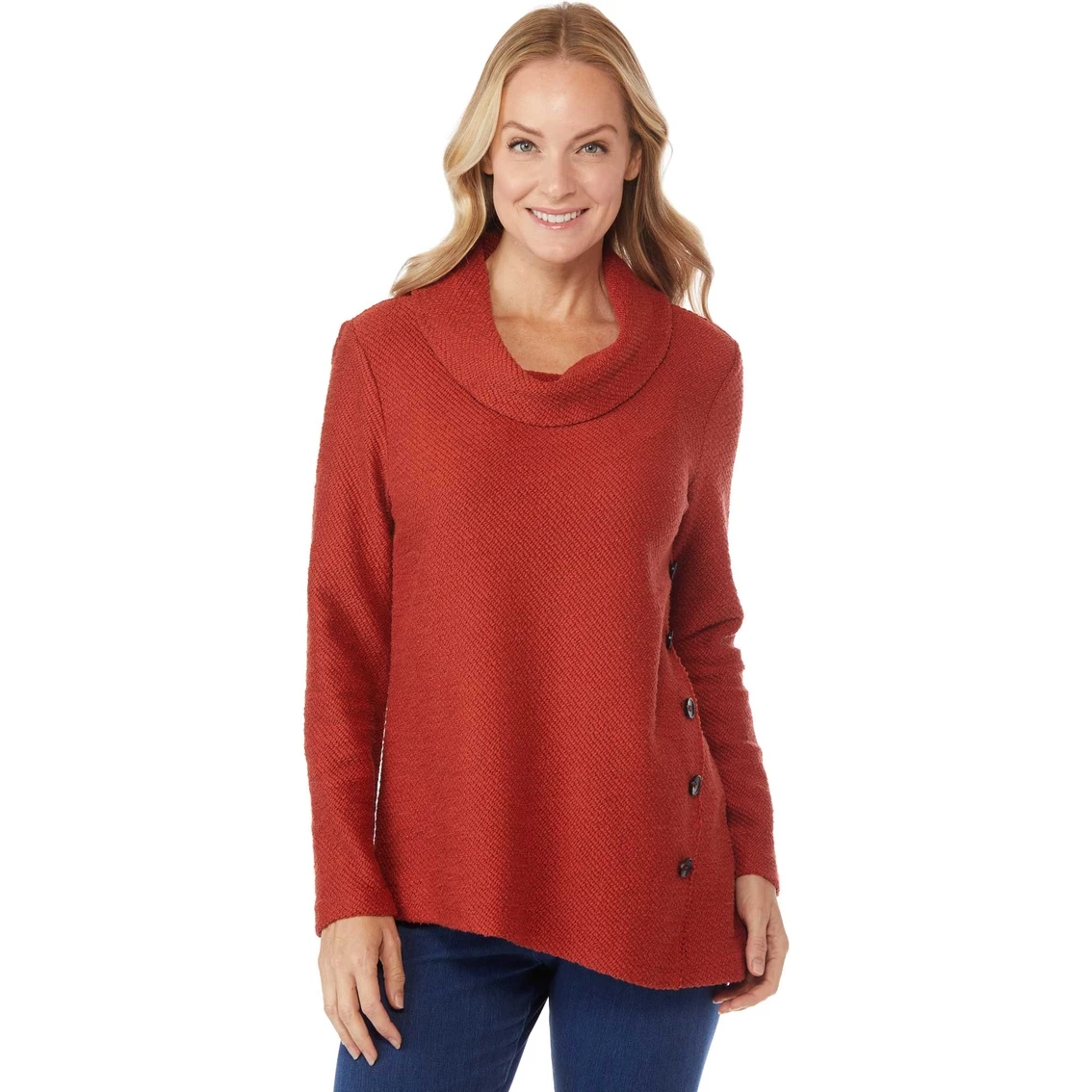 New β Passports Textured Fabric Cowl Neck Side Button Top π₯ - Image 2
