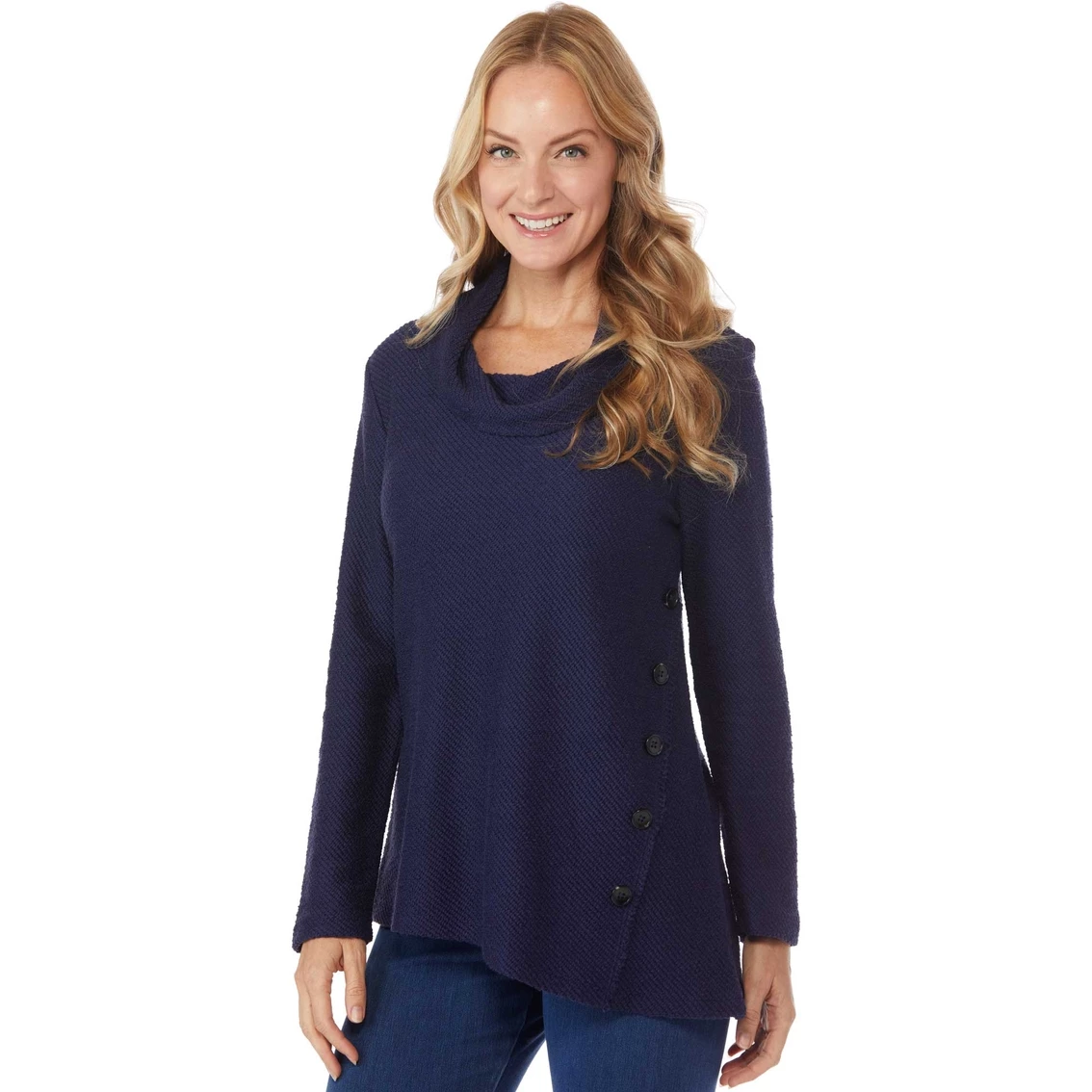 New β Passports Textured Fabric Cowl Neck Side Button Top π₯ - Image 3