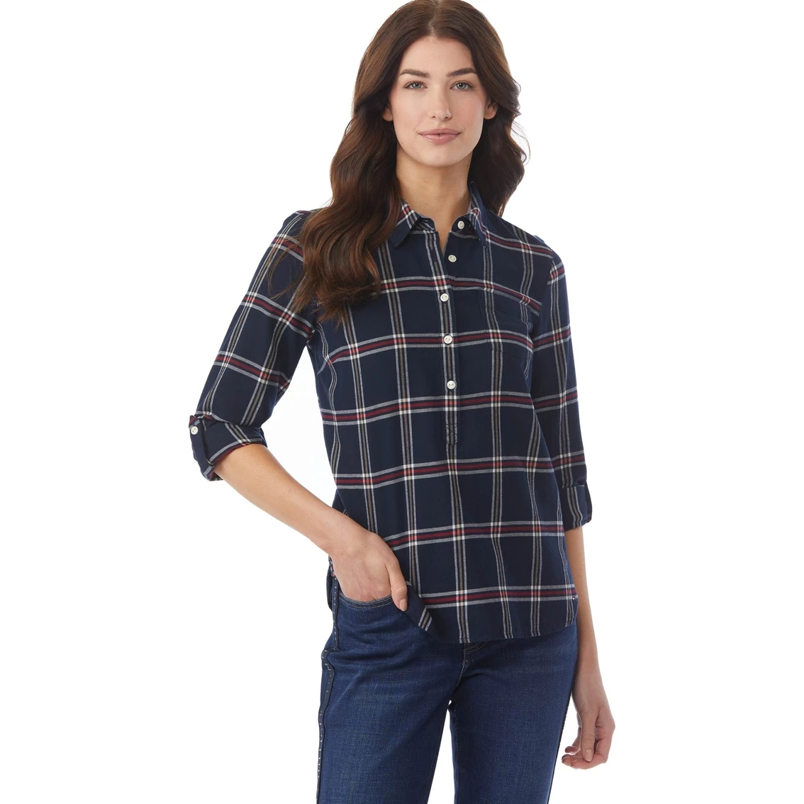 Hot Sale π Tommy Hilfiger Ashbury Flannel Plaid Button Front Popover π― - Image 2