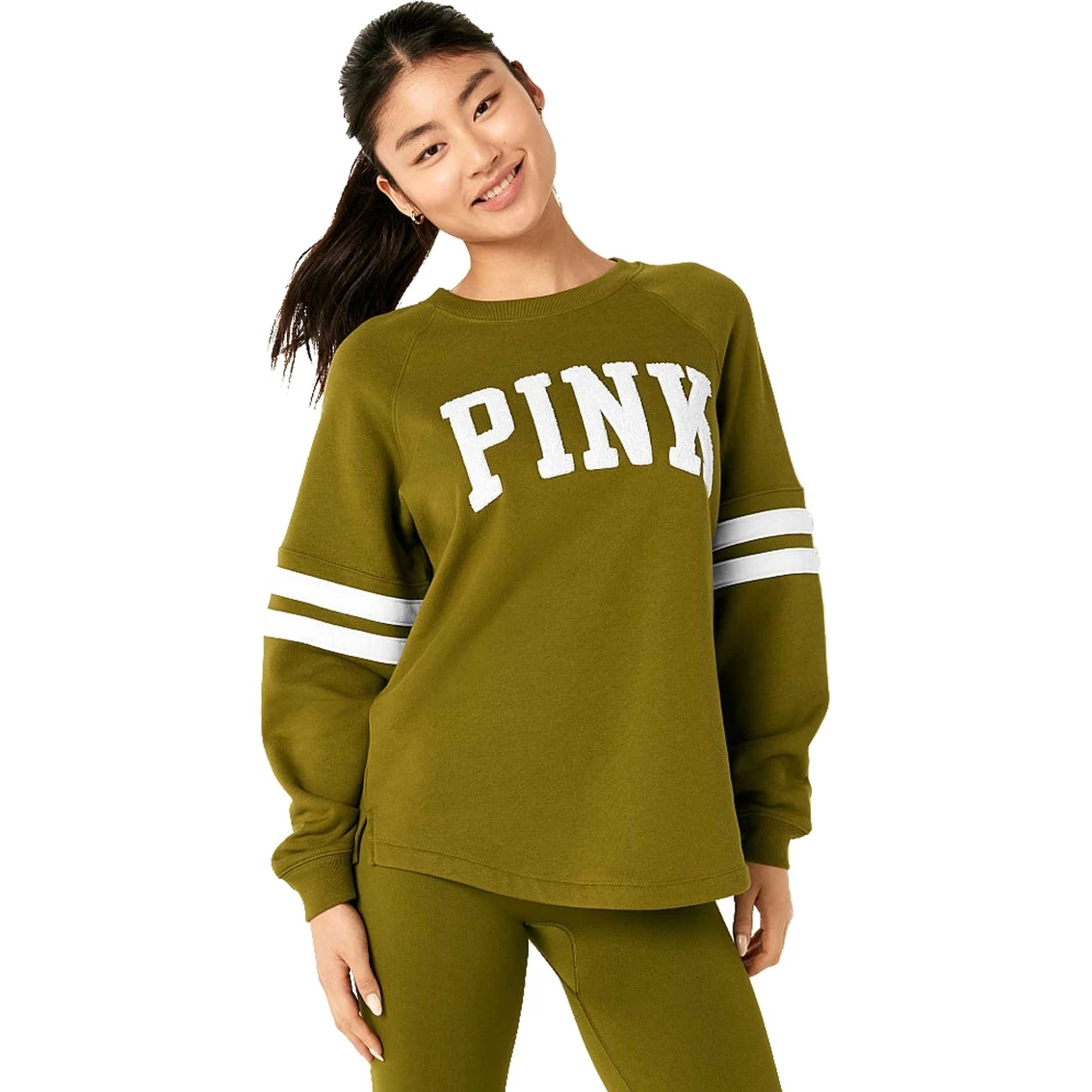 Best Sale β€οΈ Victoria's Secret Pink Varsity Raglan Stripe Pullover π - Image 2