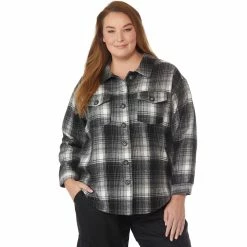Cheap βοΈ JW Plus Size Plaid Shacket π₯