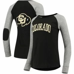 Buy 🧨 Boxercraft 👩 Women's Black/Gray Colorado Buffaloes Preppy Elbow Patch 2-Hit Arch And Logo Long Sleeve T-Shirt 🤩
