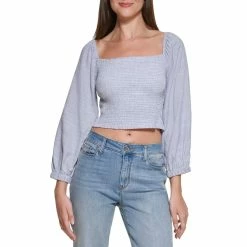 Cheapest 🎉 DKNY 👖 Jeans Off The Shoulder Stitch Yoke Crop Top 💯