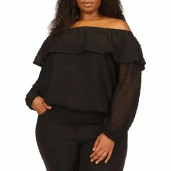 Budget βοΈ Michael Kors Plus Size Clip Chiffon Off Shoulder Top π