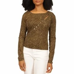 Hot Sale ⌛ Michael Kors Cheetah Asymmetrical Button Top 🥰