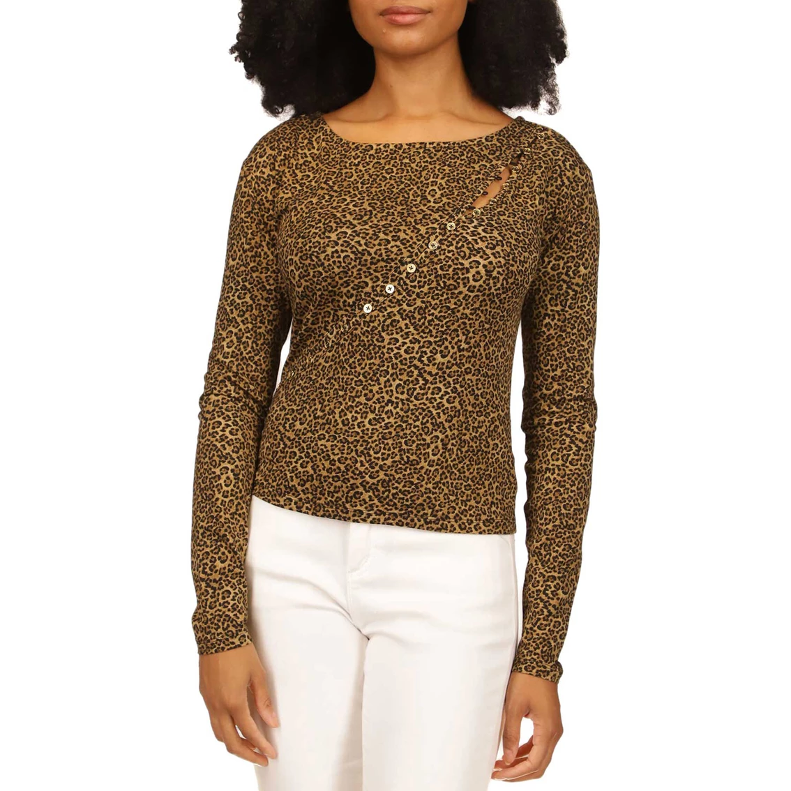 Hot Sale β Michael Kors Cheetah Asymmetrical Button Top π₯°