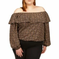 Top 10 😉 Michael Kors Plus Size Paisley Off Shoulder Peasant Top 👏