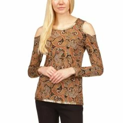 Best Sale 💯 Michael Kors Foil Paisley Cold Shoulder Top 👏