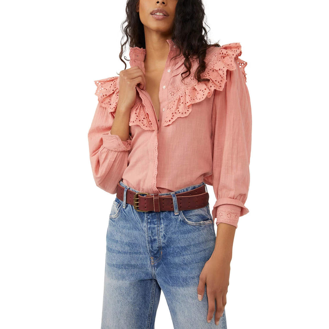 Discount β€οΈ Free People Hit The Road Button Top π - Image 3