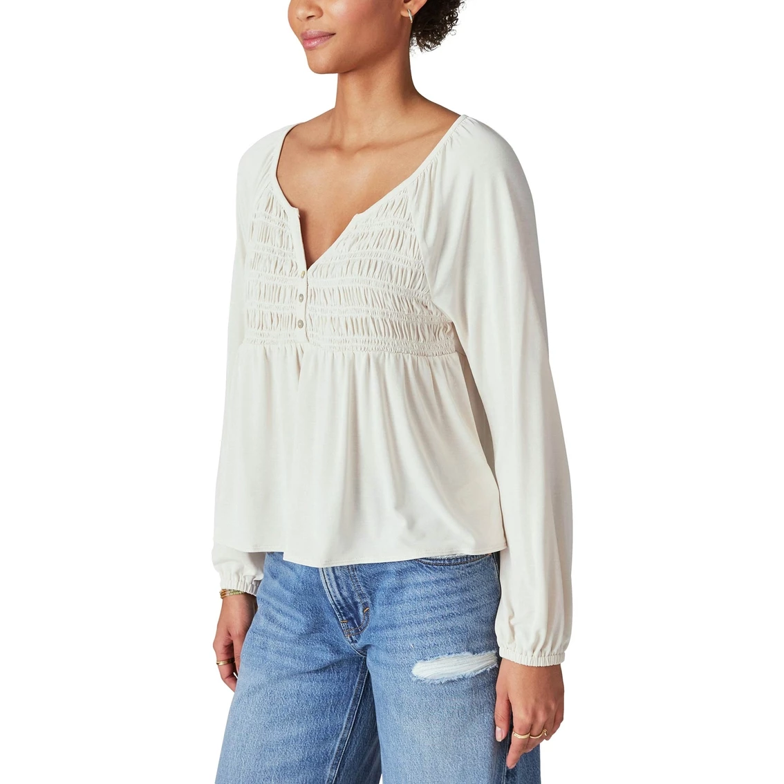 Best reviews of π Lucky Brand Smocked Sandwash Top βοΈ - Image 3