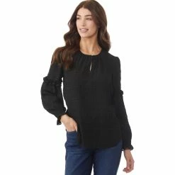 Deals 👍 Tommy Hilfiger Plaid Ruffle Blouse With Keyhole 🛒