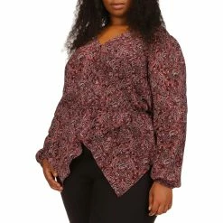 Wholesale 😍 Michael Kors Plus Size Poplin Lux Paisley Wrap Top 😀