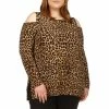 Promo 🎁 Michael Kors Plus Size Cheetah Print Cold Shoulder Top ⌛