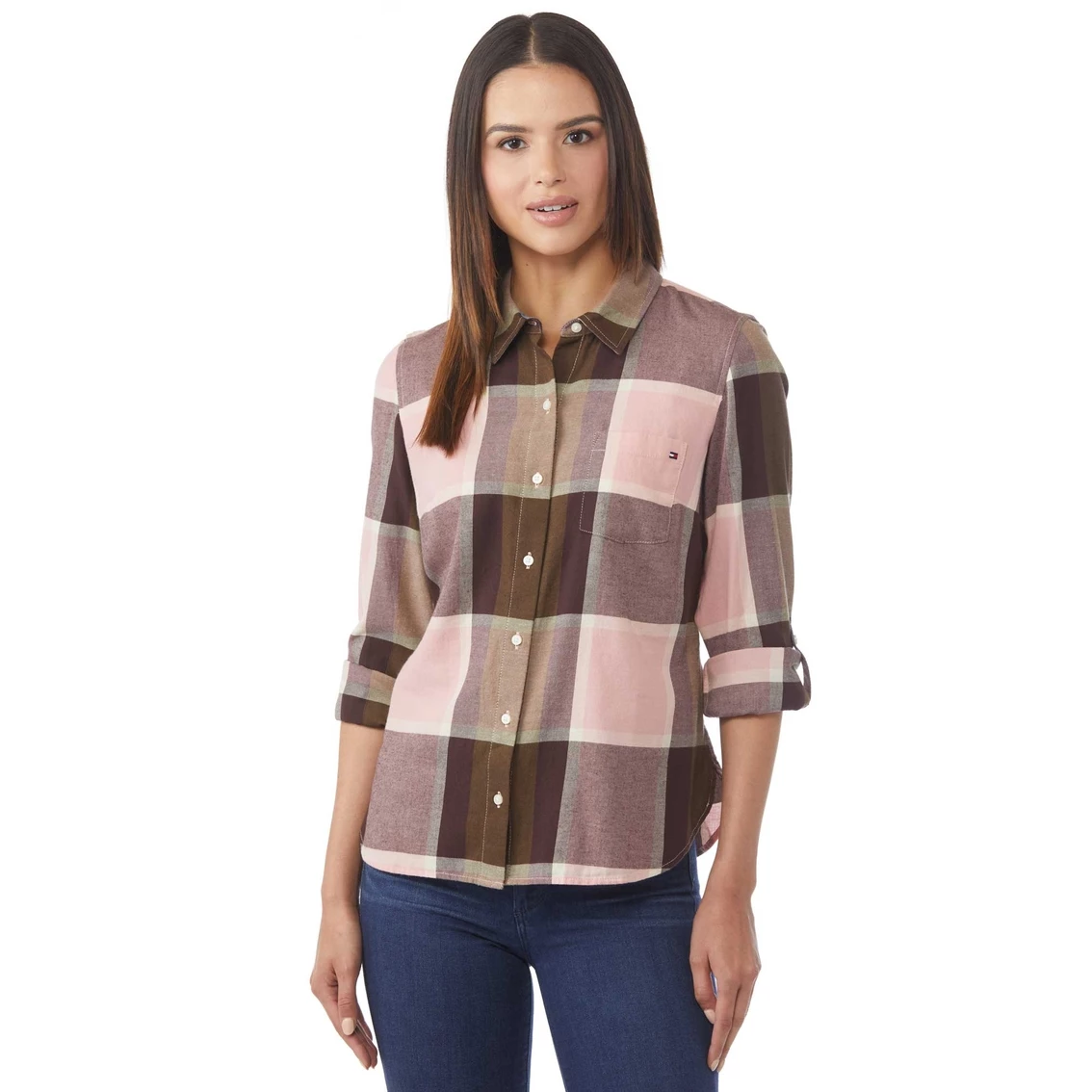 Best Sale β Tommy Hilfiger Big City Plaid Flannel Roll Tab Button Front π Shirt π―