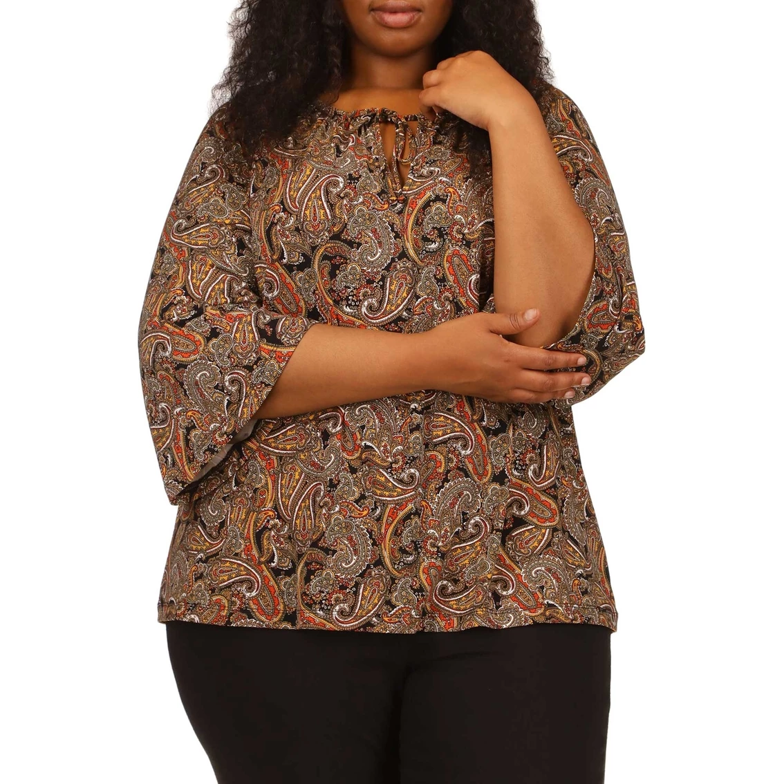 Outlet β€οΈ Michael Kors Plus Size Paisley Keyhole Peasant Top β¨