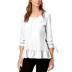 Wholesale 😉 Style&Co. Style & Co. Petite Jacquard Tie Sleeve Top 🔥