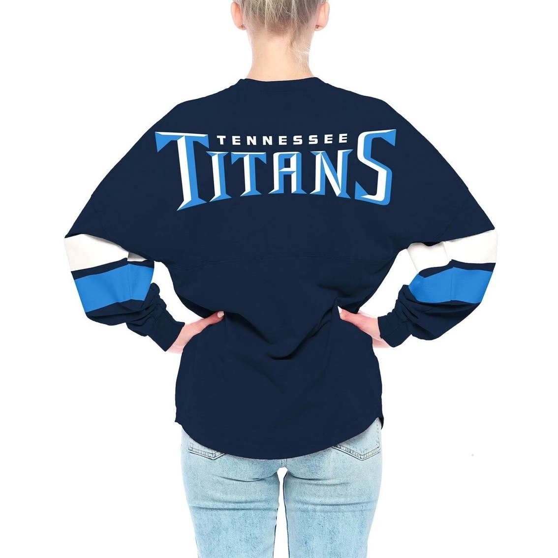 Deals π Women's Fanatics Branded Navy Tennessee Titans Spirit Jersey Lace-Up V-Neck Long Sleeve T-Shirt π - Image 3
