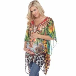 Deals 🛒 White Mark Maternity Animal Print Caftan Top 💯