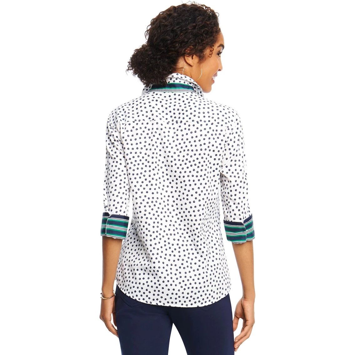 Outlet β Foxcroft Petite Ava Tennis Dot π Shirt With Contrast Trim β - Image 2