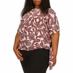 Best Sale ⭐ Michael Kors Plus Poplin Paisley Tie Top 👏