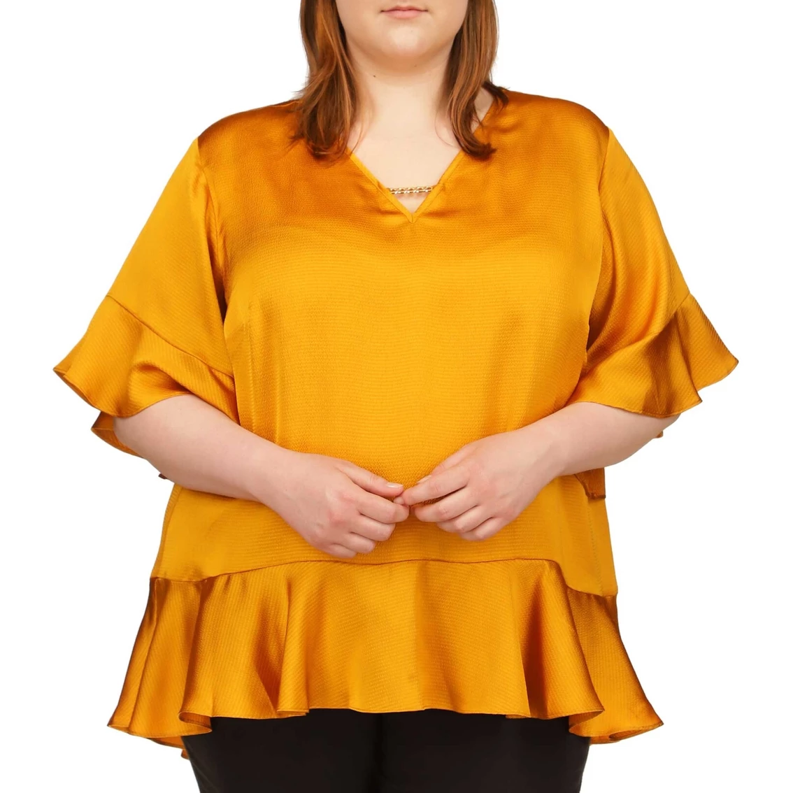 Discount π Michael Kors Plus Size Flutter Chain Neck Top π